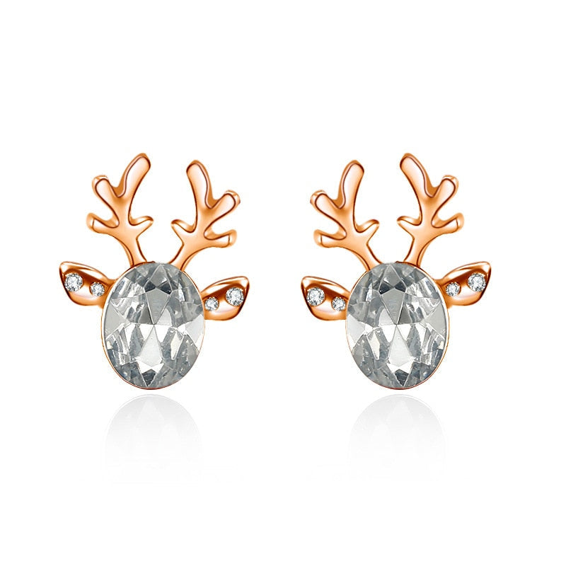 Reindeer Stud Earrings With Elegant Pearl Centerpiece