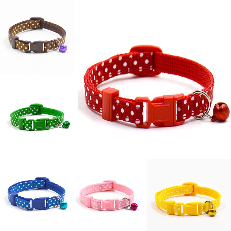 Adjustable Cat Collar with Bell for Small Pets, 6 Colors