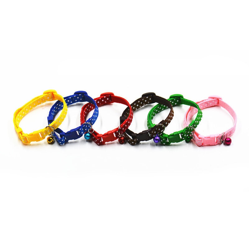Adjustable Cat Collar with Bell for Small Pets, 6 Colors