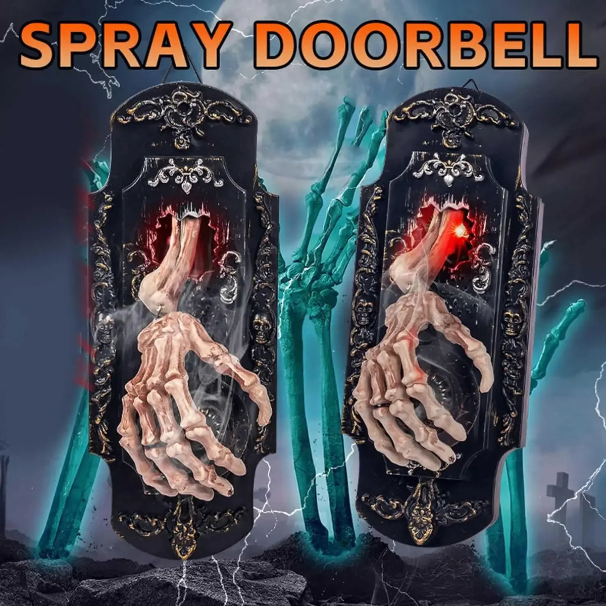 Halloween Touch Doorbell With Illuminated Skeletal Hand
