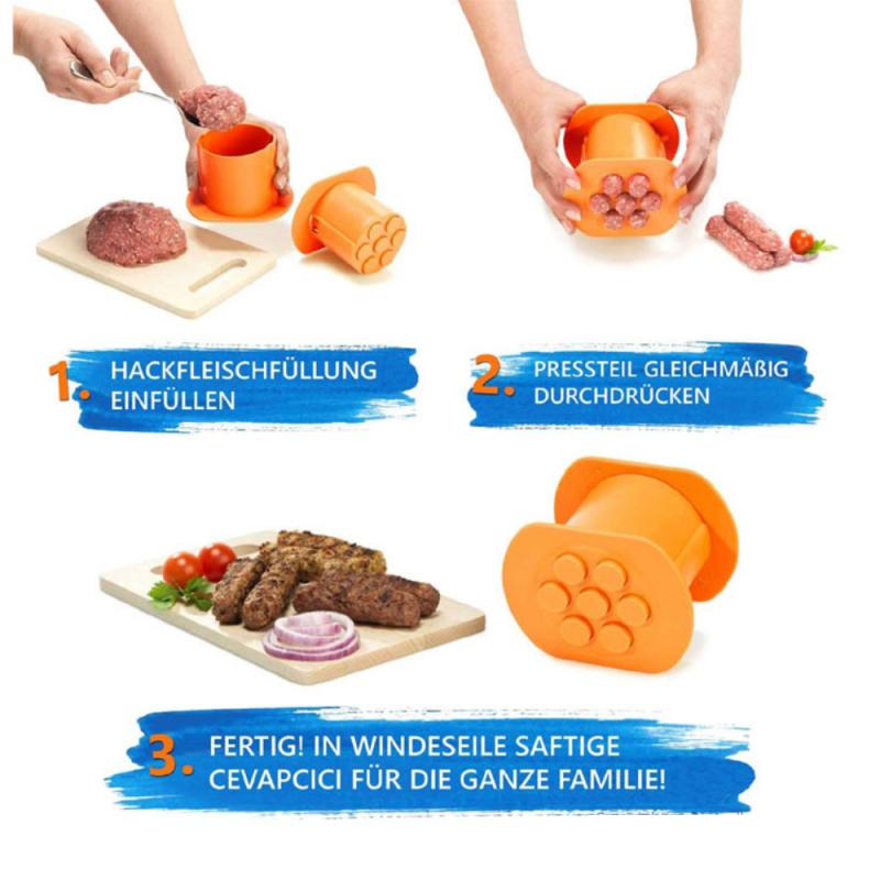 Cevapcici Maker for 30 Uniform Meat Strips in 5 Minutes