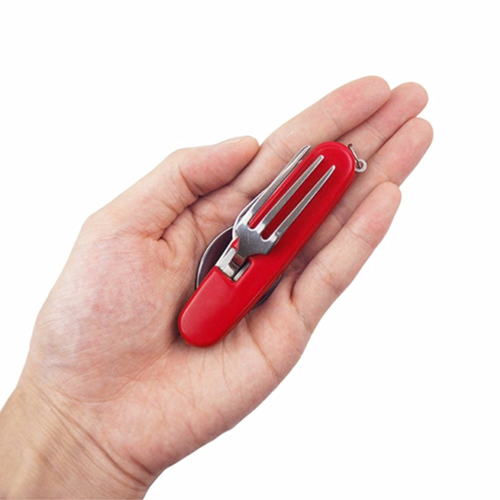 4-in-1 Folding Camping Cutlery Set with Bottle Opener