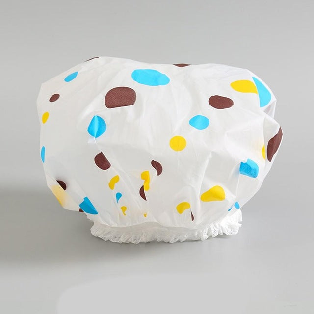Waterproof Shower Cap for Women, Reusable Hair Cover