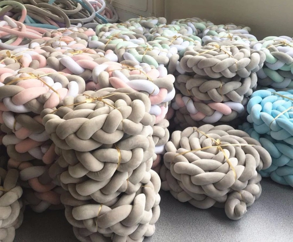 Braided Baby Bed Bumper for Cozy Nursery Bed Decor