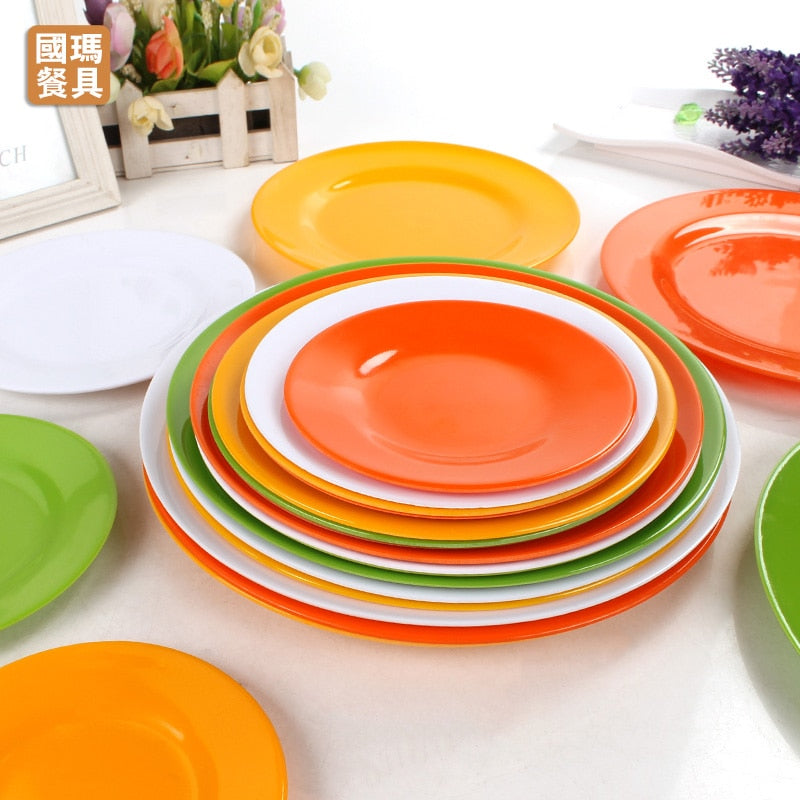 Colorful Melamine Dinner Plates for Everyday Family Meals