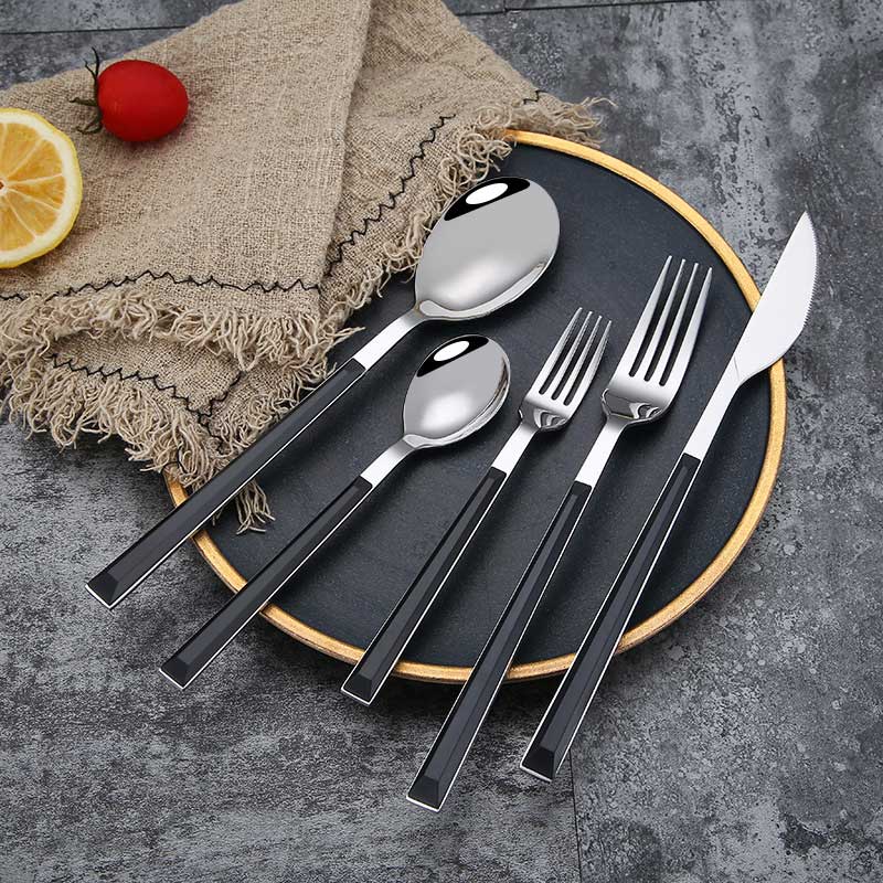 Western Stainless Steel Flatware Set, Faceted Handle