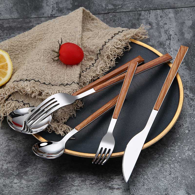 Western Stainless Steel Flatware Set, Faceted Handle