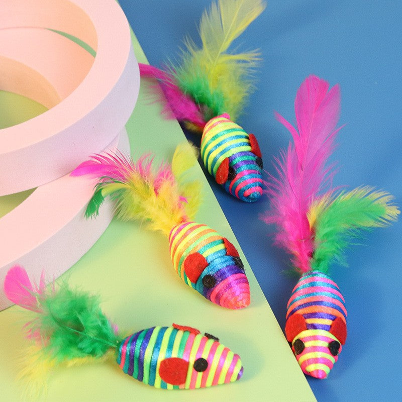 Feathered Sisal Cat Toy for Independent Indoor Play