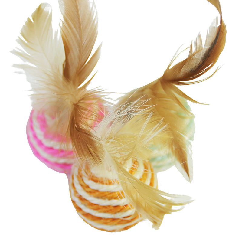 Feathered Sisal Cat Toy for Independent Indoor Play