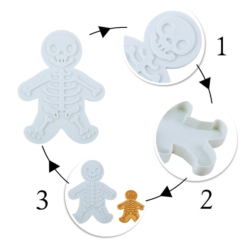 Skeleton Halloween Cookie Cutter That Cuts and Embosses