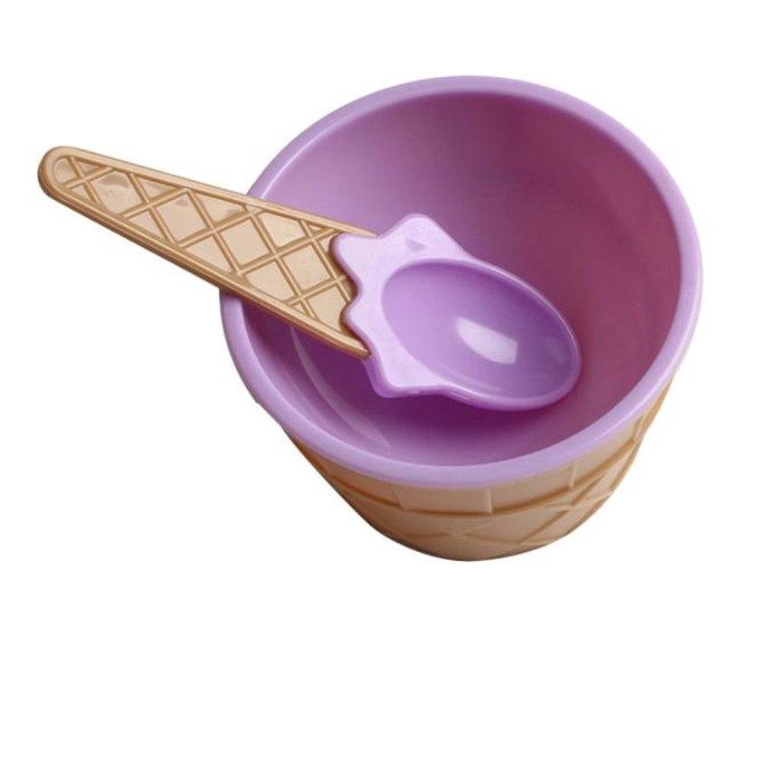 Cute Waffle Cone Ice Cream Bowl and Spoon for Kids