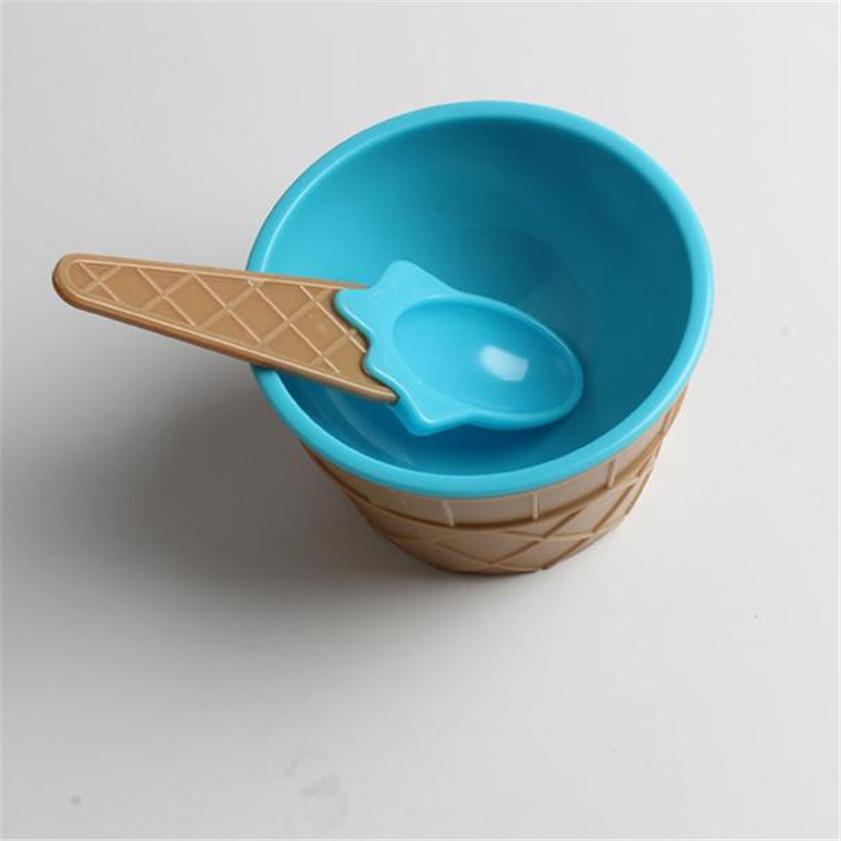 Cute Waffle Cone Ice Cream Bowl and Spoon for Kids