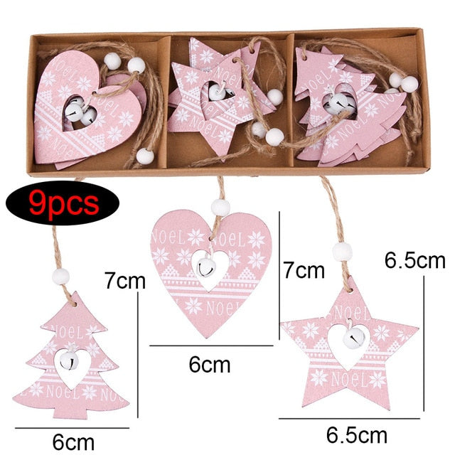Wooden Christmas Ornaments Set for Rustic Tree Decor