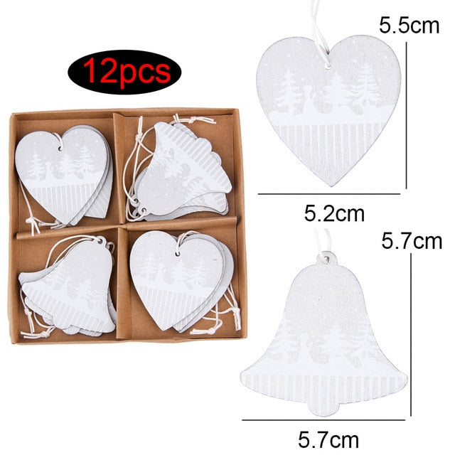 Wooden Christmas Ornaments Set for Rustic Tree Decor