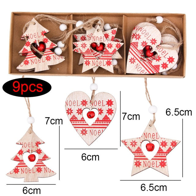 Wooden Christmas Ornaments Set for Rustic Tree Decor