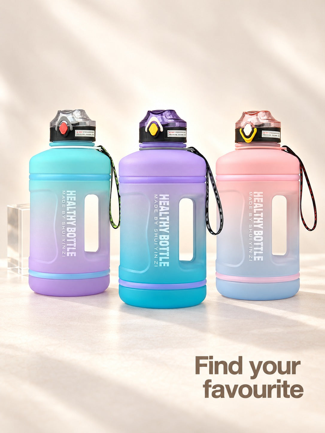 2.2L Sports Water Bottle with Time Markers to Drink More