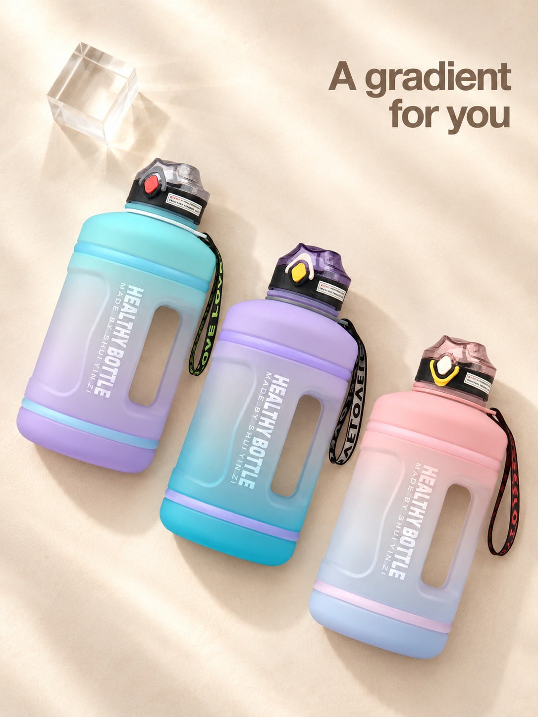 2.2L Sports Water Bottle with Time Markers to Drink More