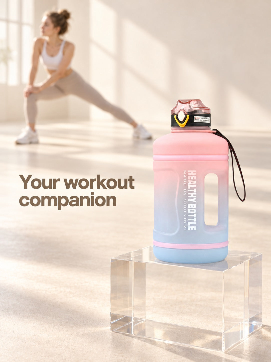 2.2L Sports Water Bottle with Time Markers to Drink More