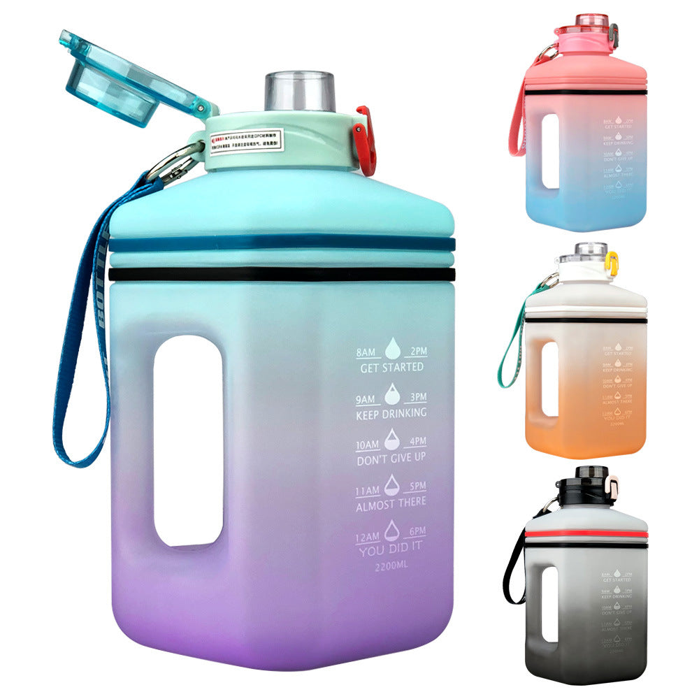 2.2L Sports Water Bottle with Time Markers and Handle