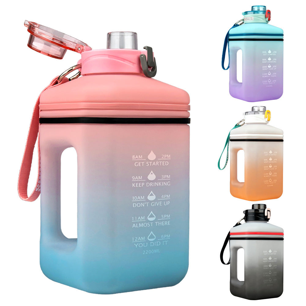 2.2L Sports Water Bottle with Time Markers and Handle