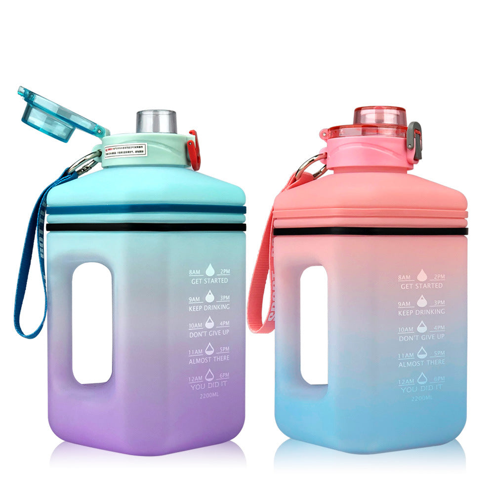 2.2L Sports Water Bottle with Time Markers and Handle