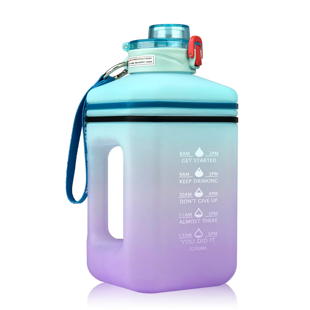 2.2L Sports Water Bottle with Time Markers and Handle