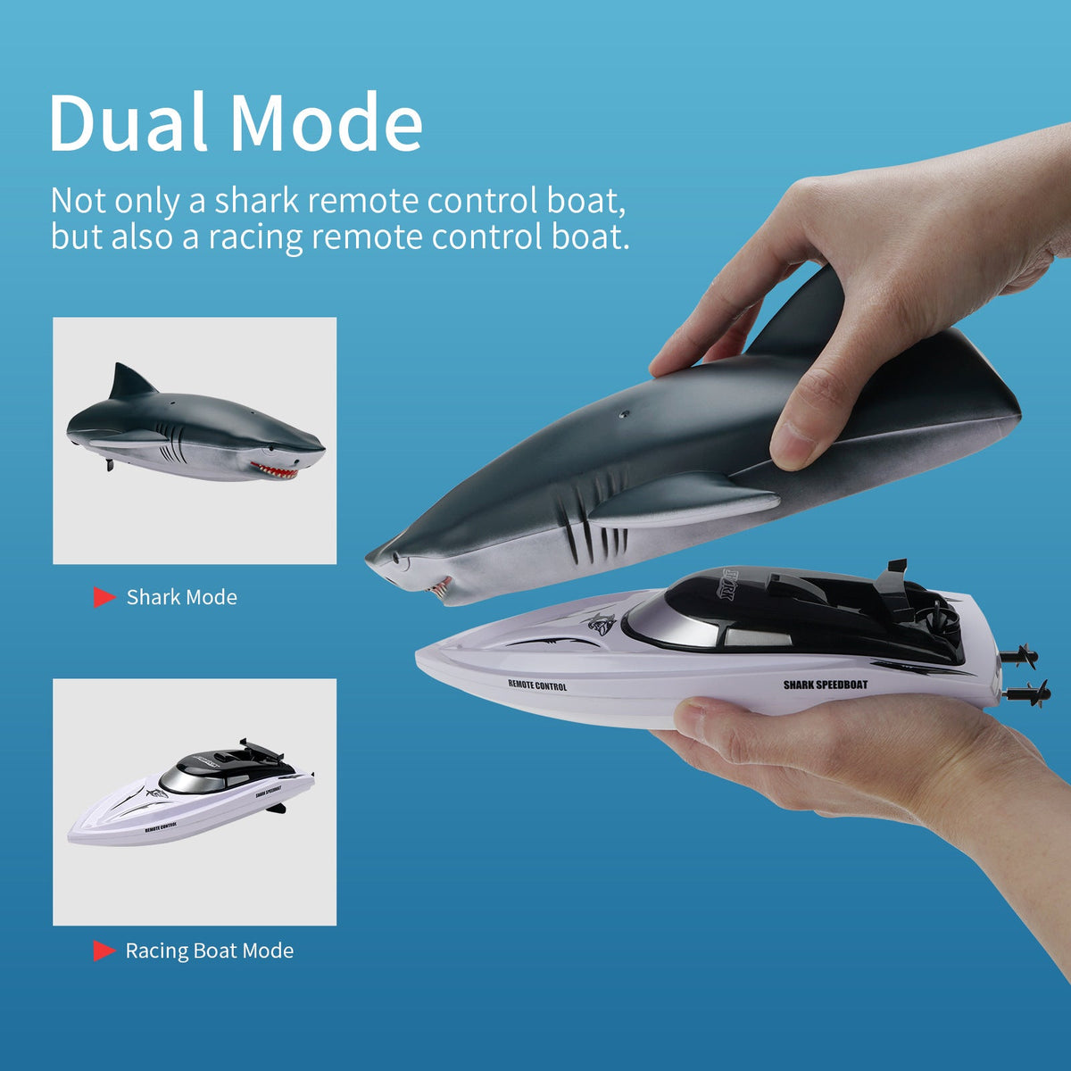 Remote Control Shark Boat With Dual-Mode Water Play