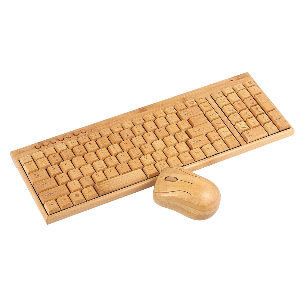 Bamboo Wireless Keyboard and Mouse Combo, Plug & Play