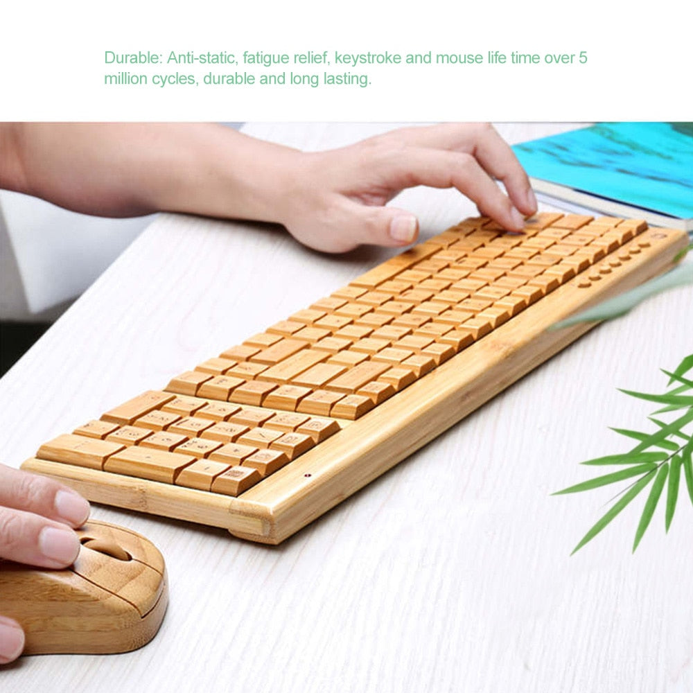 Bamboo Wireless Keyboard and Mouse Combo, Plug & Play