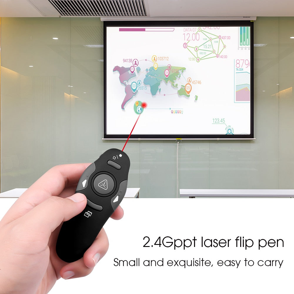 Wireless Presentation Remote with Red Laser Pointer