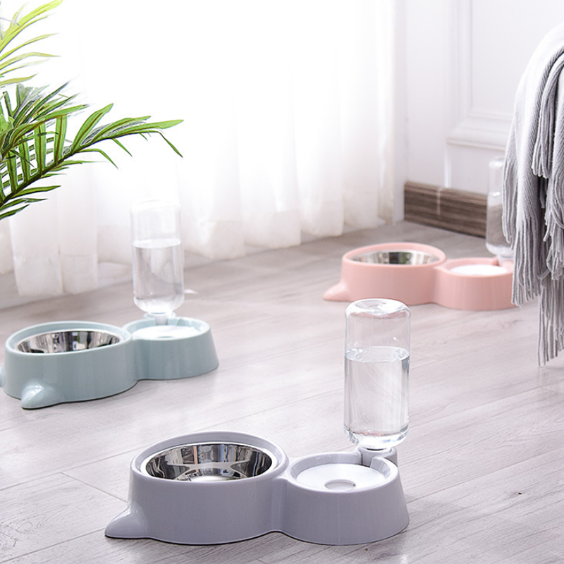 2-in-1 Cat Bowl Water Dispenser for Cats & Small Dogs