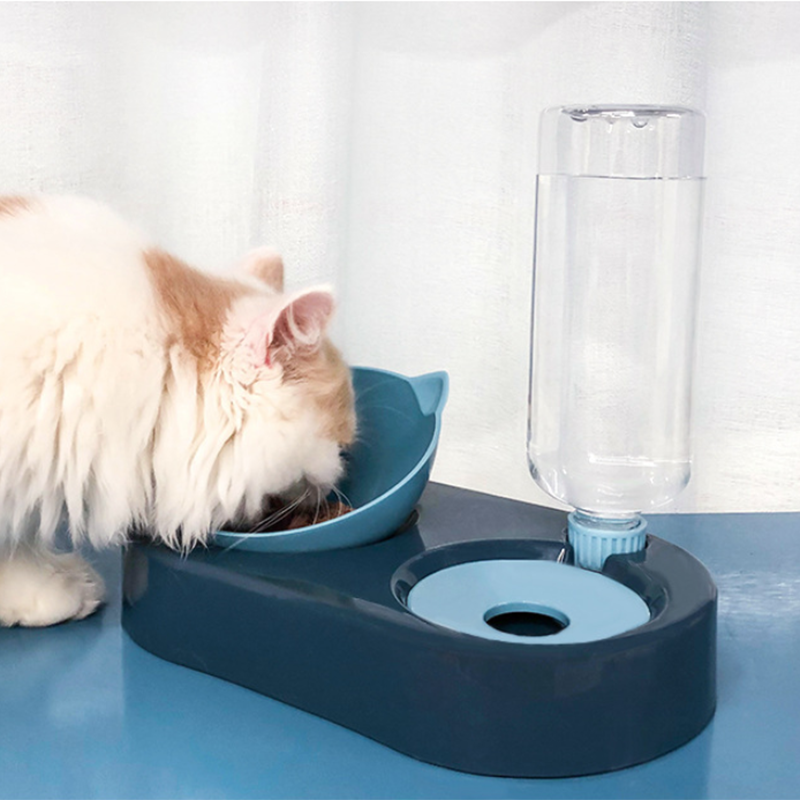 2-in-1 Cat Bowl Water Dispenser for Cats & Small Dogs