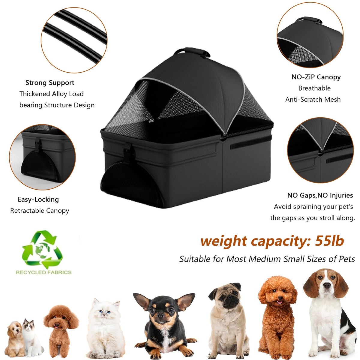 3-in-1 Pet Stroller, Carrier & Car Seat for Small Pets