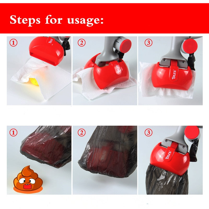 Pet Pooper Scooper With Bag Storage, No-Touch Cleanup