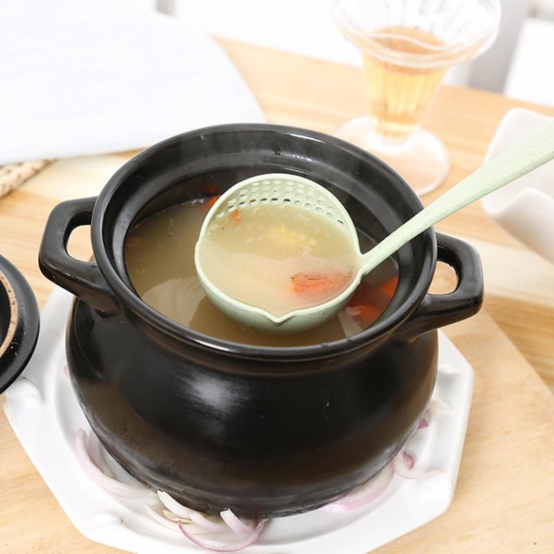 Soup Ladle and Strainer Spoon, 2-in-1 Long Handle