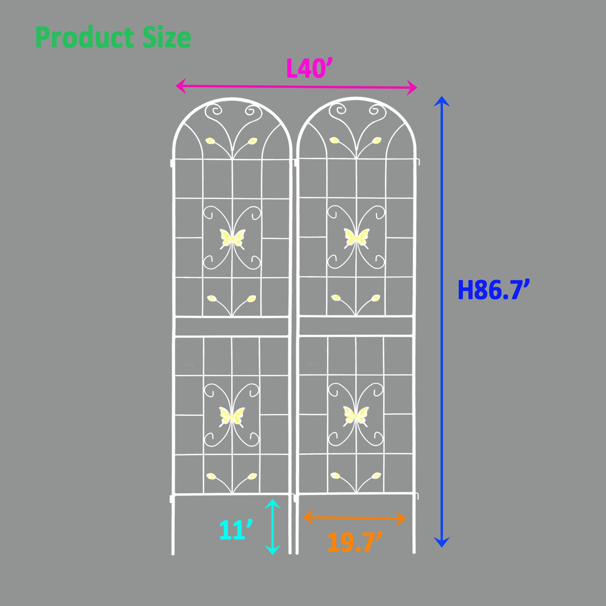 Metal Garden Trellis for Climbing Roses, Rustproof 2-Pack