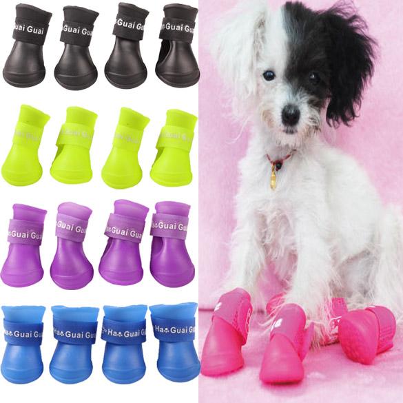 Waterproof Dog Rain Boots for Small Dogs, Set of Four