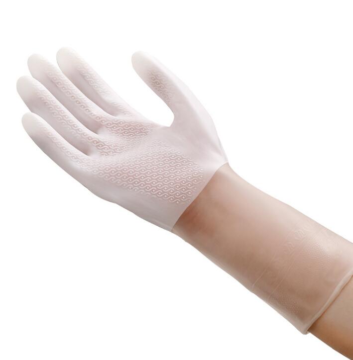Long Cuff Dishwashing Gloves with Grip Palm, 2 Pairs