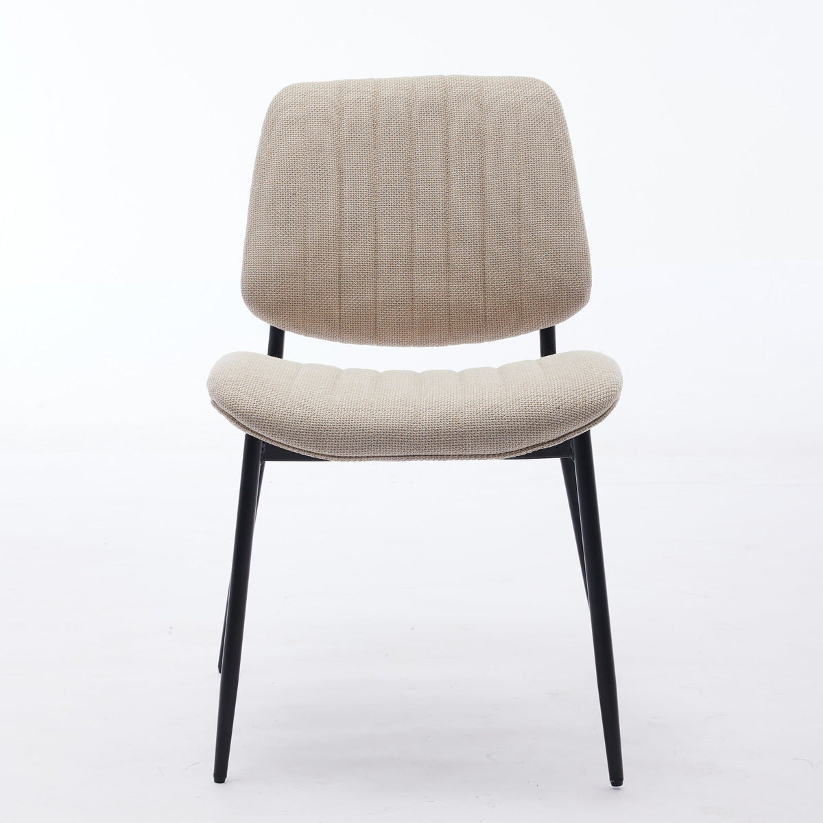 Retro Linen Dining Chair Set of 2 with Padded Curved Back