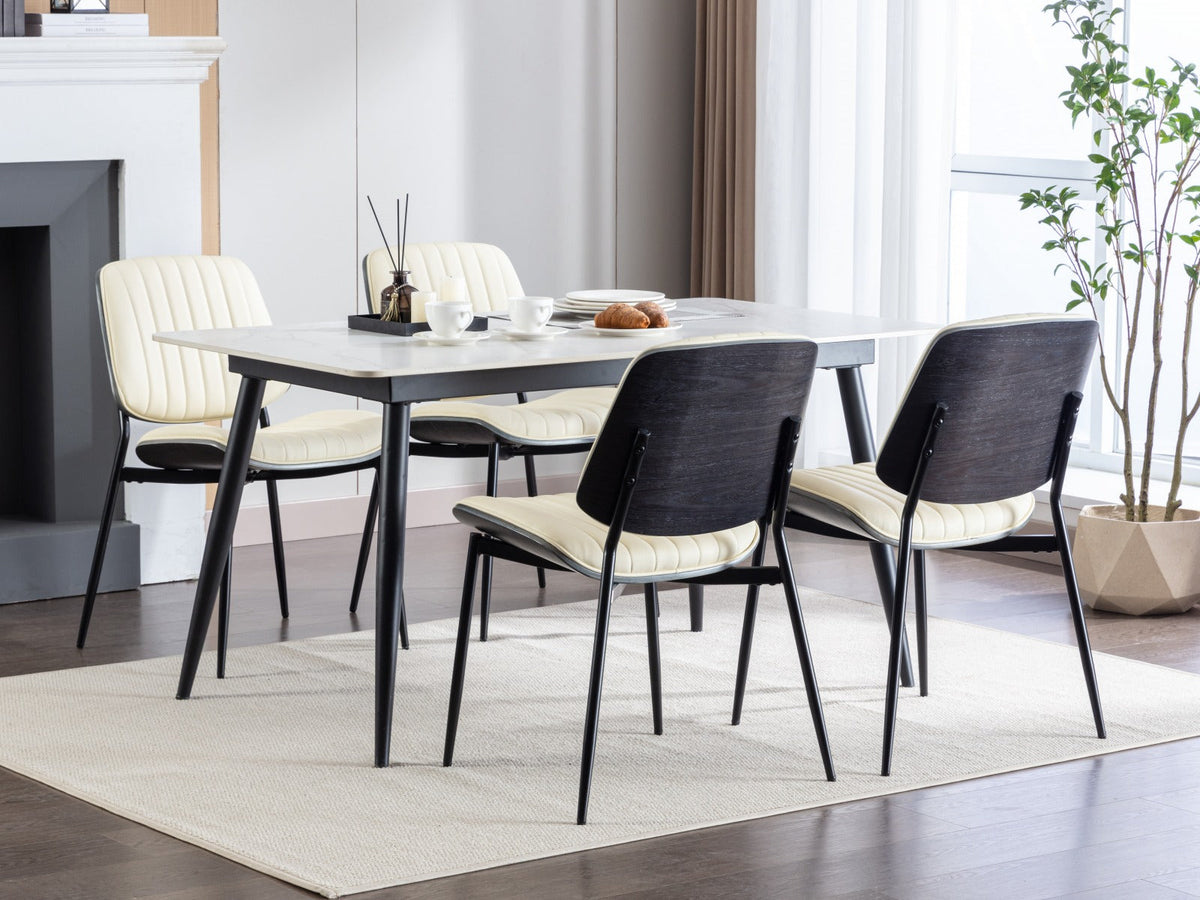 Retro Dining Chairs Set of 2 with Curved Wood Back