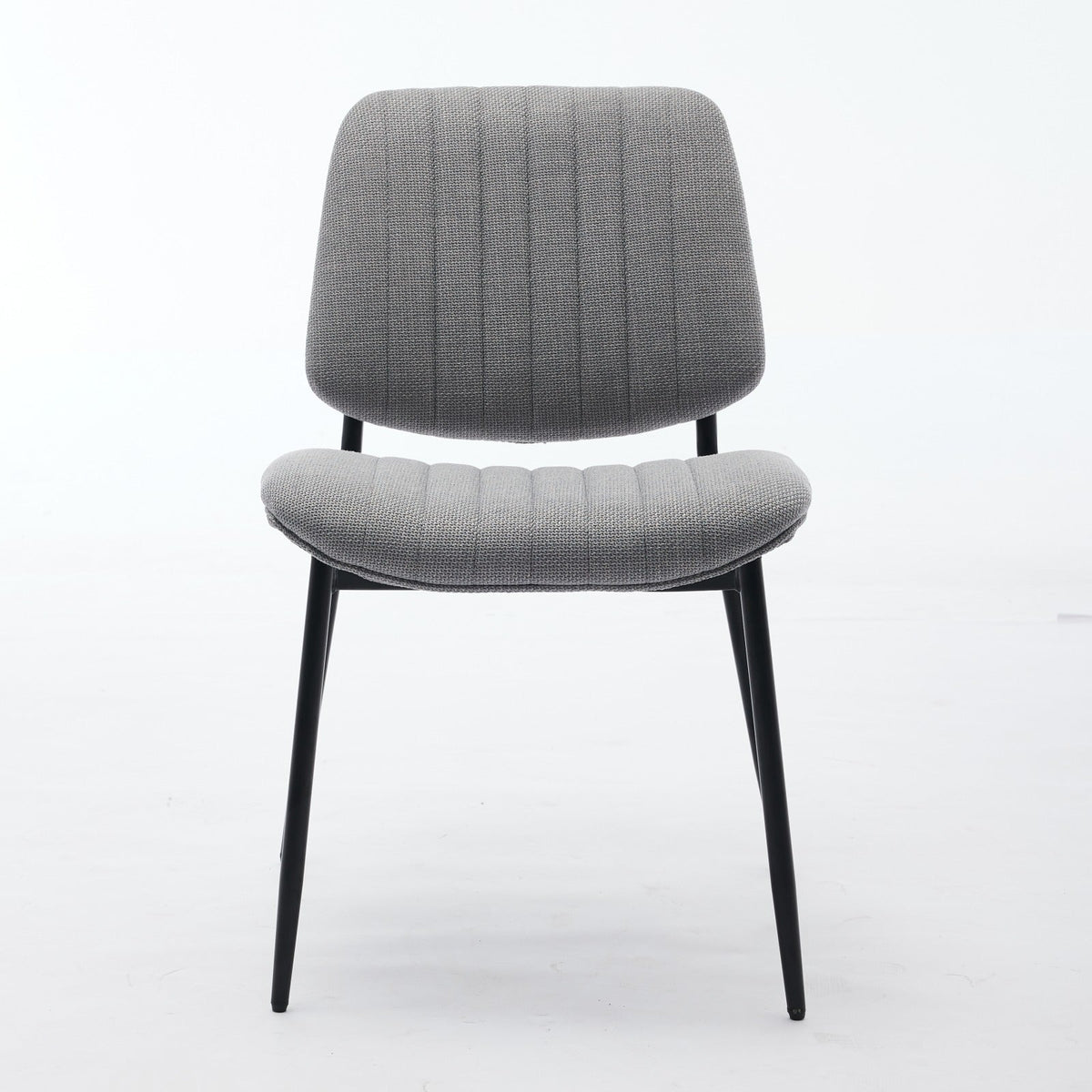 Linen Dining Chair Set, Retro Gray Curved Backrest