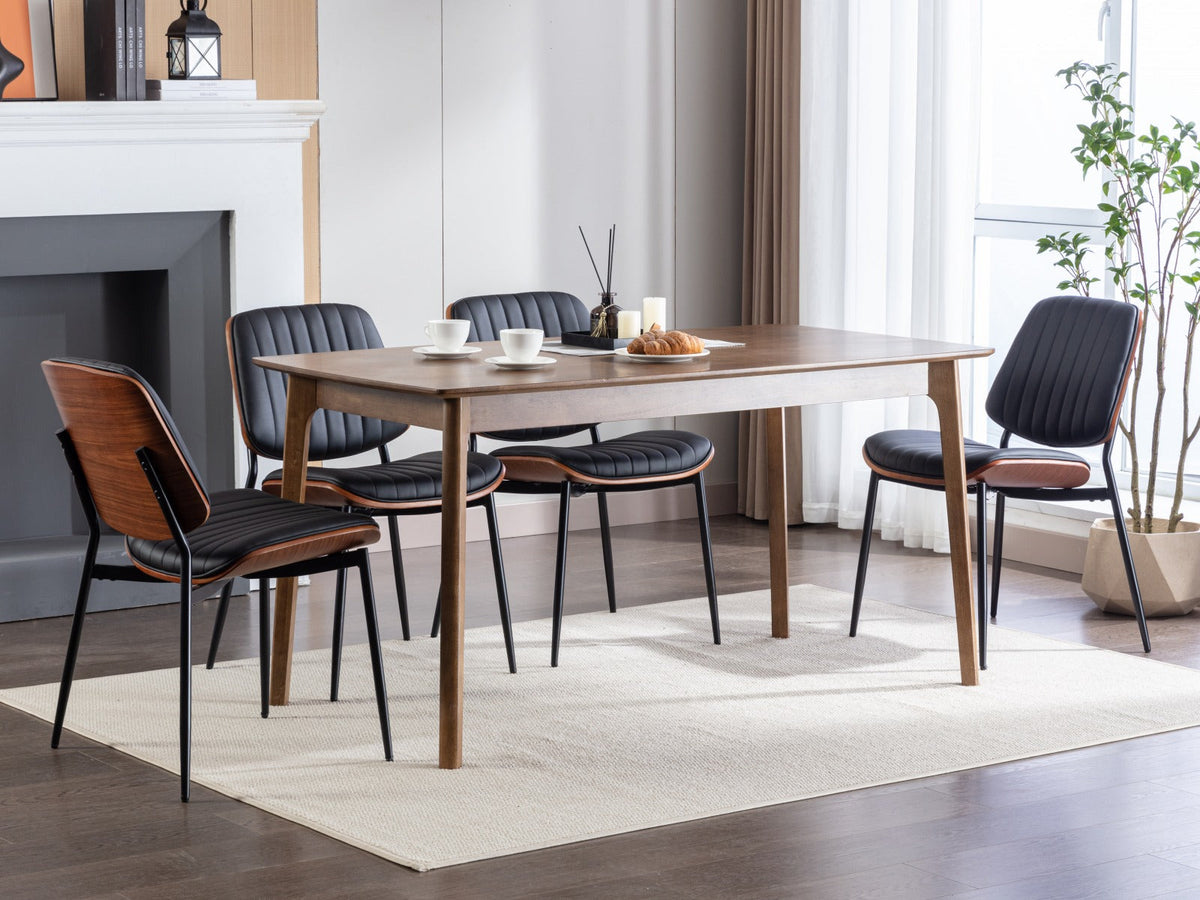 Retro Mid-Century Dining Chair Set with Curved Back