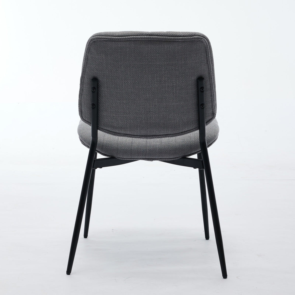 Linen Dining Chair Set, Retro Gray Curved Backrest