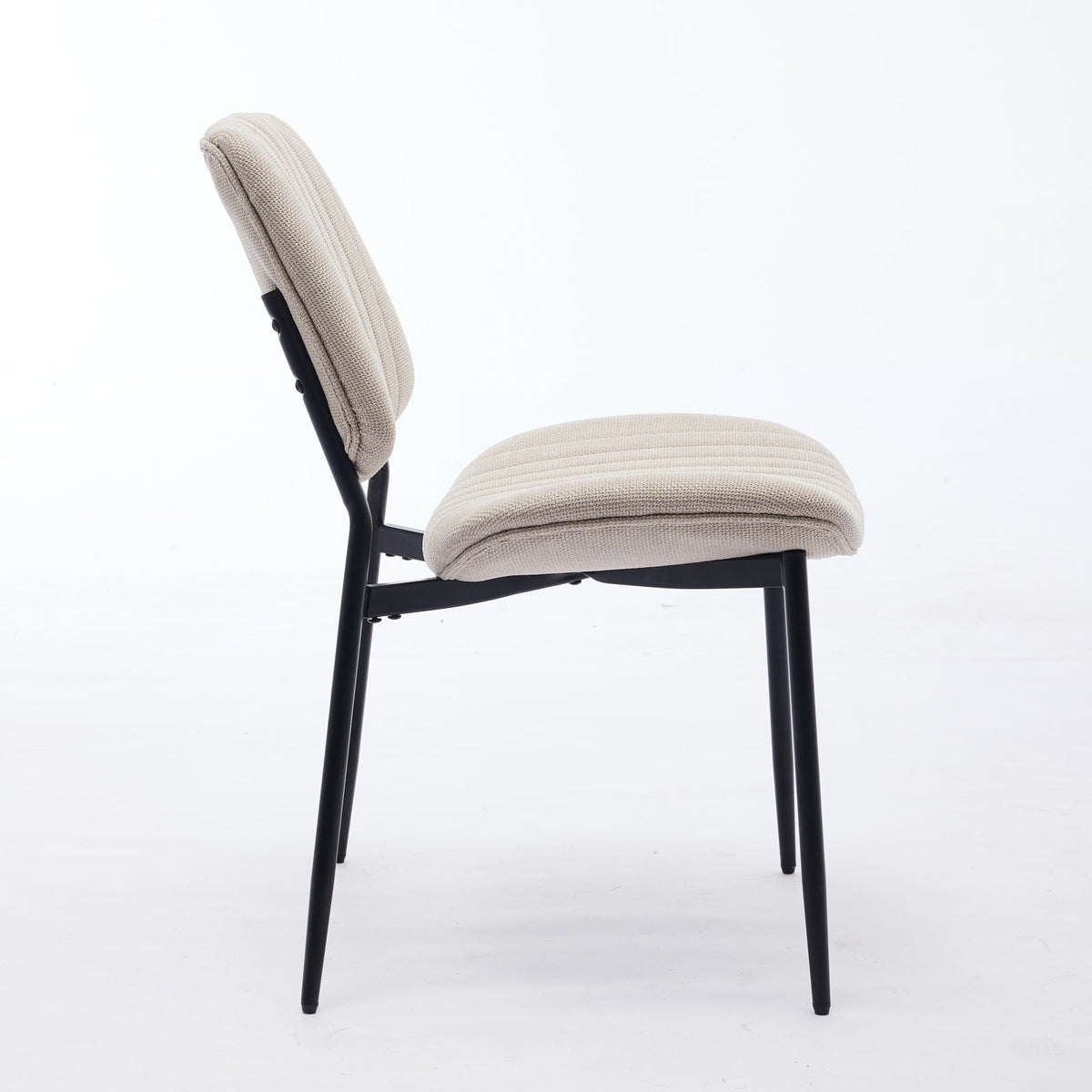 Retro Linen Dining Chair Set of 2 with Padded Curved Back