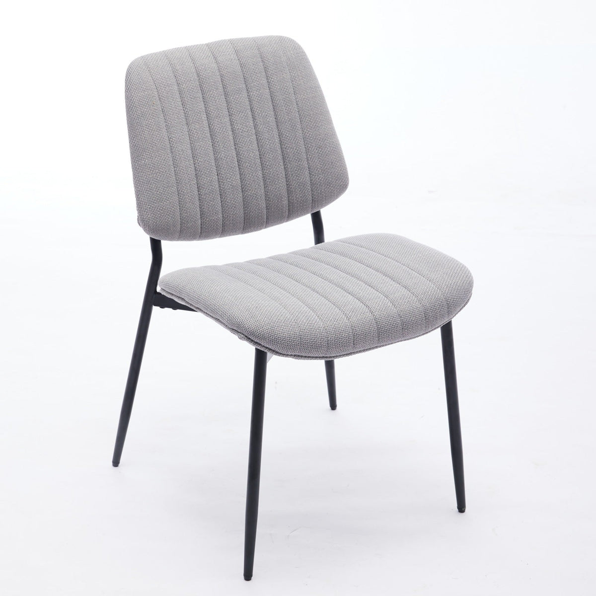 Linen Dining Chair Set, Retro Gray Curved Backrest