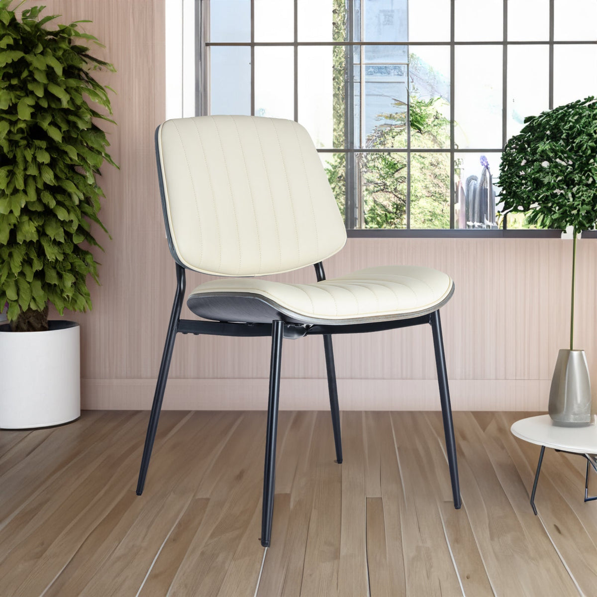 Retro Dining Chairs Set of 2 with Curved Wood Back
