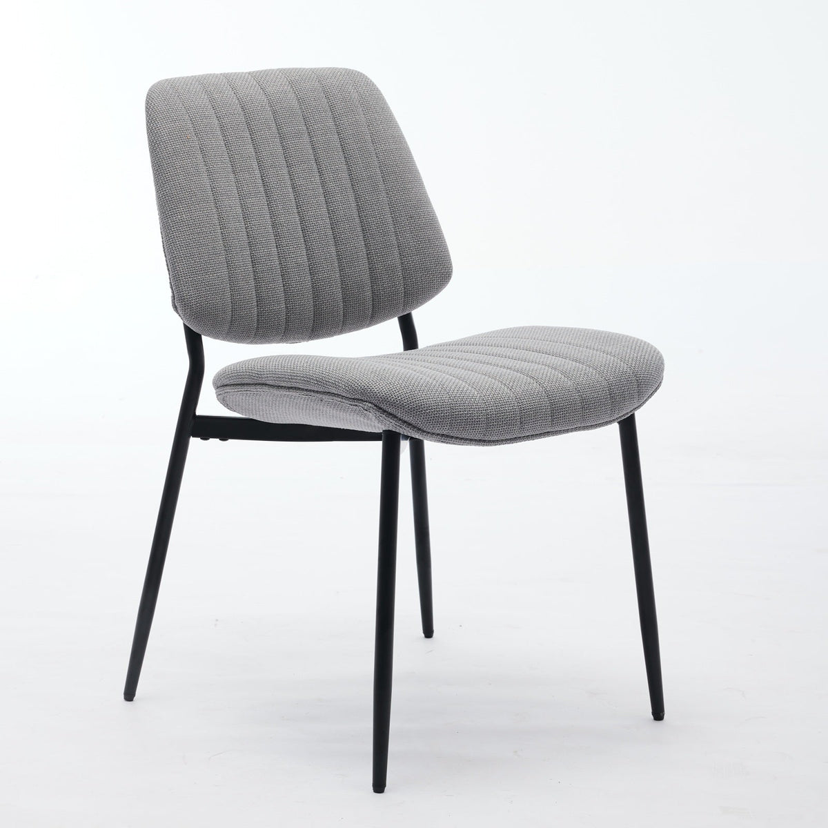 Linen Dining Chair Set, Retro Gray Curved Backrest