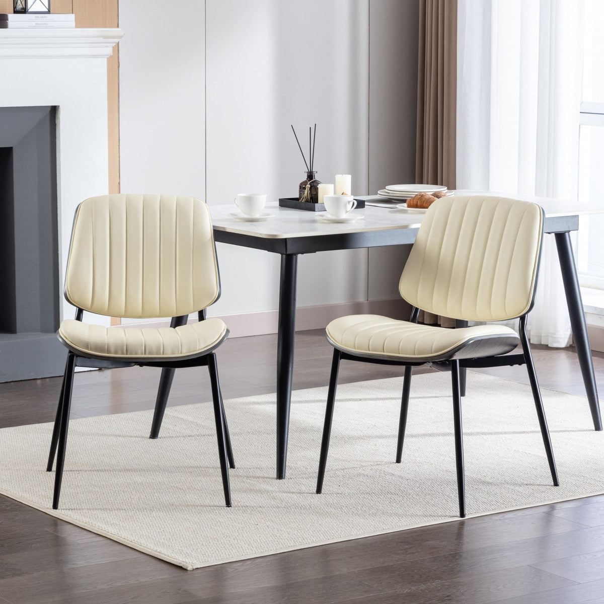 Retro Dining Chairs Set of 2 with Curved Wood Back
