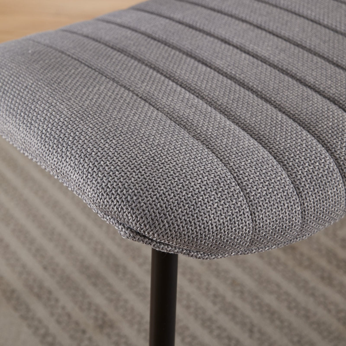 Linen Dining Chair Set, Retro Gray Curved Backrest