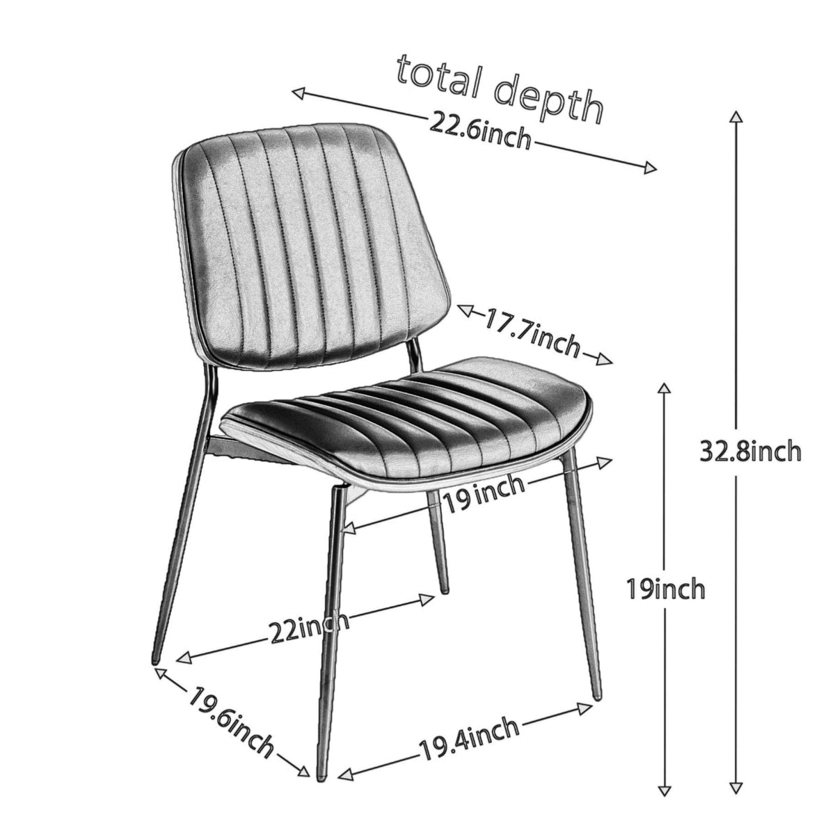 Linen Dining Chair Set, Retro Gray Curved Backrest